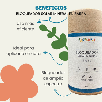 Bloqueador Solar Mineral en Barra FPS 50 (80 g)